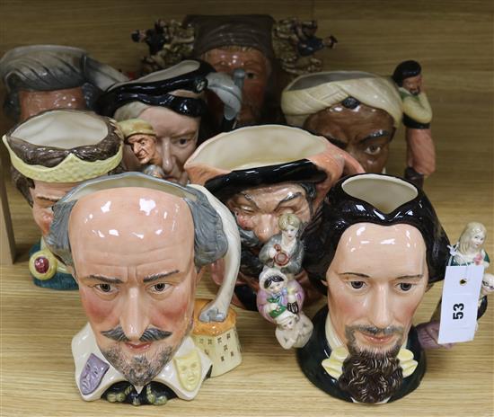 A quantity of Doulton character mugs: Chaucer, Shakespeare, Mark Twain